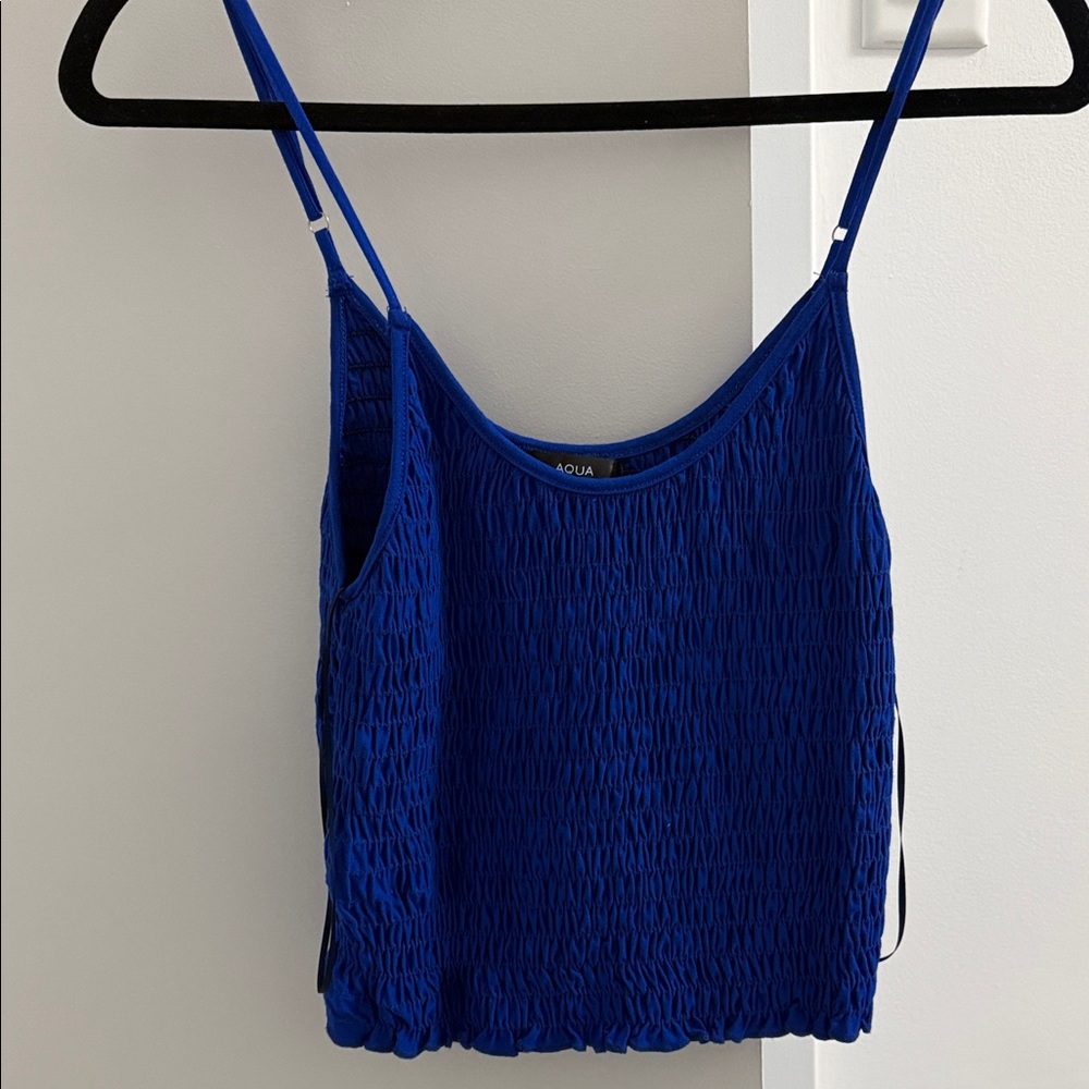 Aqua Cobalt Blue Smocked Spaghetti Strap Cami